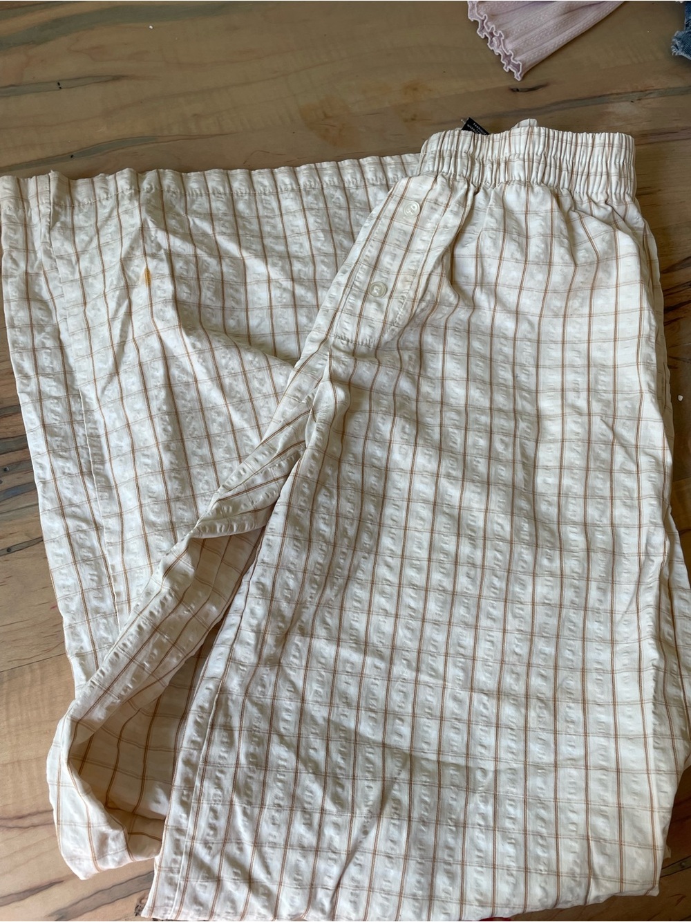 Sincerely Jules Cream Lounge Pants with Tan Check